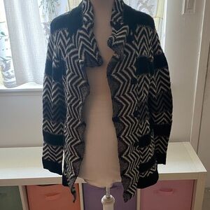 Lucky Brand Black and White Chevron Cardigan